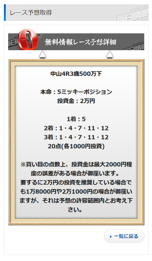 毎日情報の口コミ 評判 評価 検証 ガチ競馬