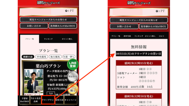 競馬リベンジャーズ無料予想の受け取り画像